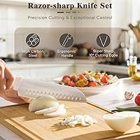 Vista 5 de Knife Set, Astercook 22-Piece Kitchen Knife Set with Block & Built-in Sharpener, Ultra-Sharp High Carbon Stainless Steel Knives, Dishwasher Safe