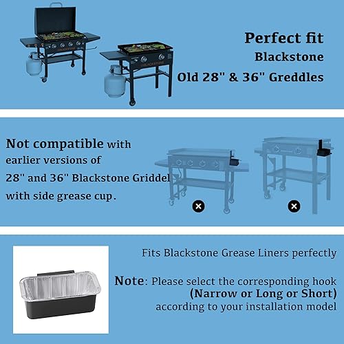 Miniatura 8 de Blackstone - Taza de grasa, recogedor de grasa, bandeja de goteo para plancha Blackstone antigua de 28 y 36 pulgadas