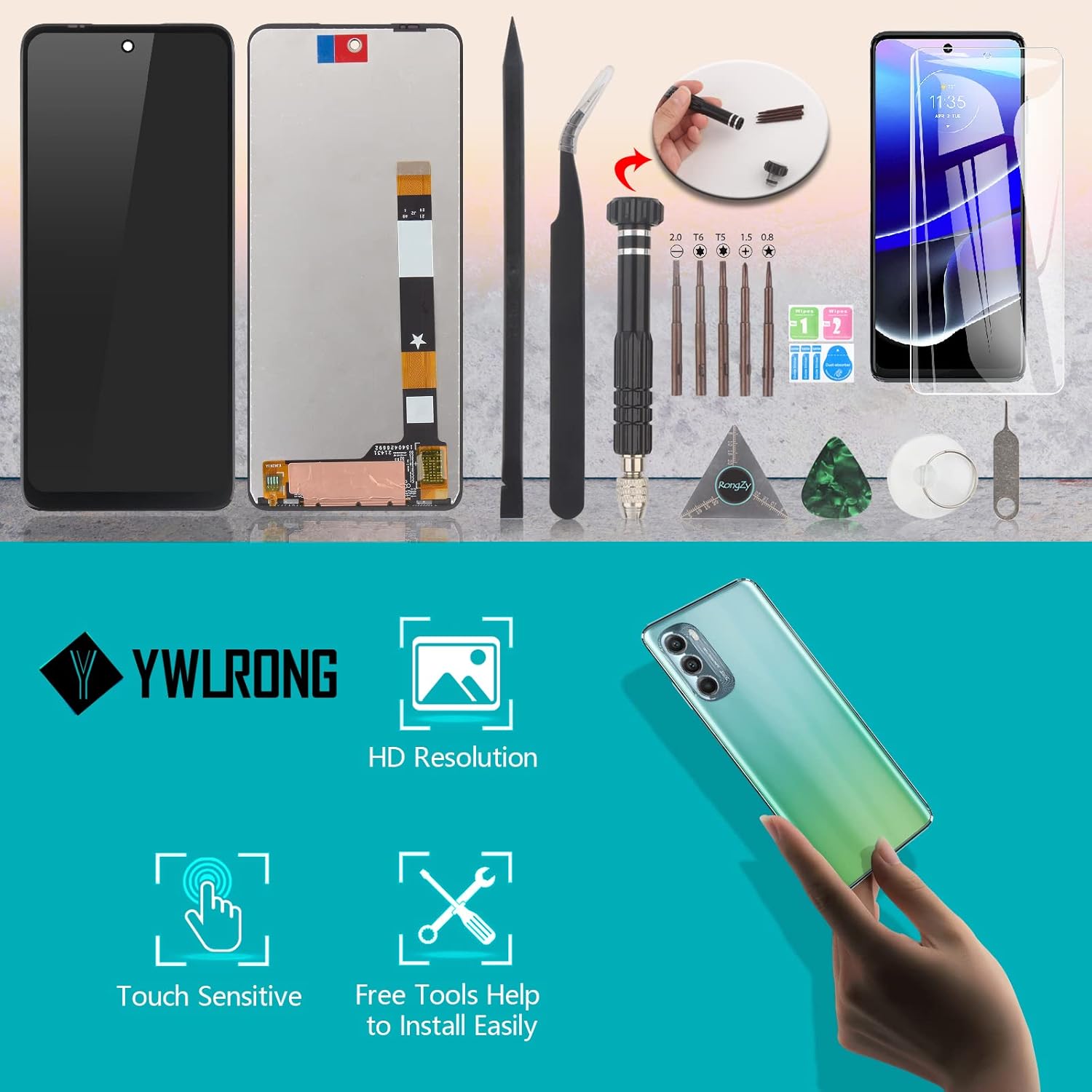 Screen for Motorola Moto G Stylus 5G 2022 Screen Replacement for Motorola G Stylus 5G 2022 XT2215 XT2215-1 XT2215DL LCD Display Touch Screen Digitizer Assembly Replacement with Kit