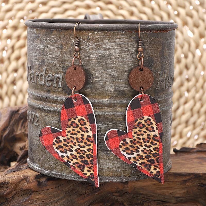 Love Print Earrings Leopard Leather Denim Valentine Gift Jewelry Earrings for Women - Image 2