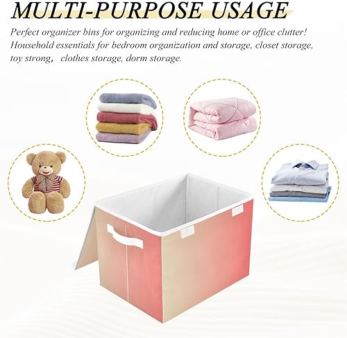 Miniatura 7 de GAIGEO Contenedores de almacenamiento de tela degradada rosa, organizador de cubos de armario de gran capacidad, contenedores de almacenamiento para
