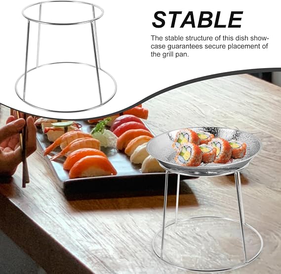 Cabilock Seafood Display Rack Double Tier Serving Tray Stand Stainless Steel Seafood Tray Rack for Buffet Food Plate Display Restaurant Holder 9.05 X 9.05 X 7.08 in 1 Pack