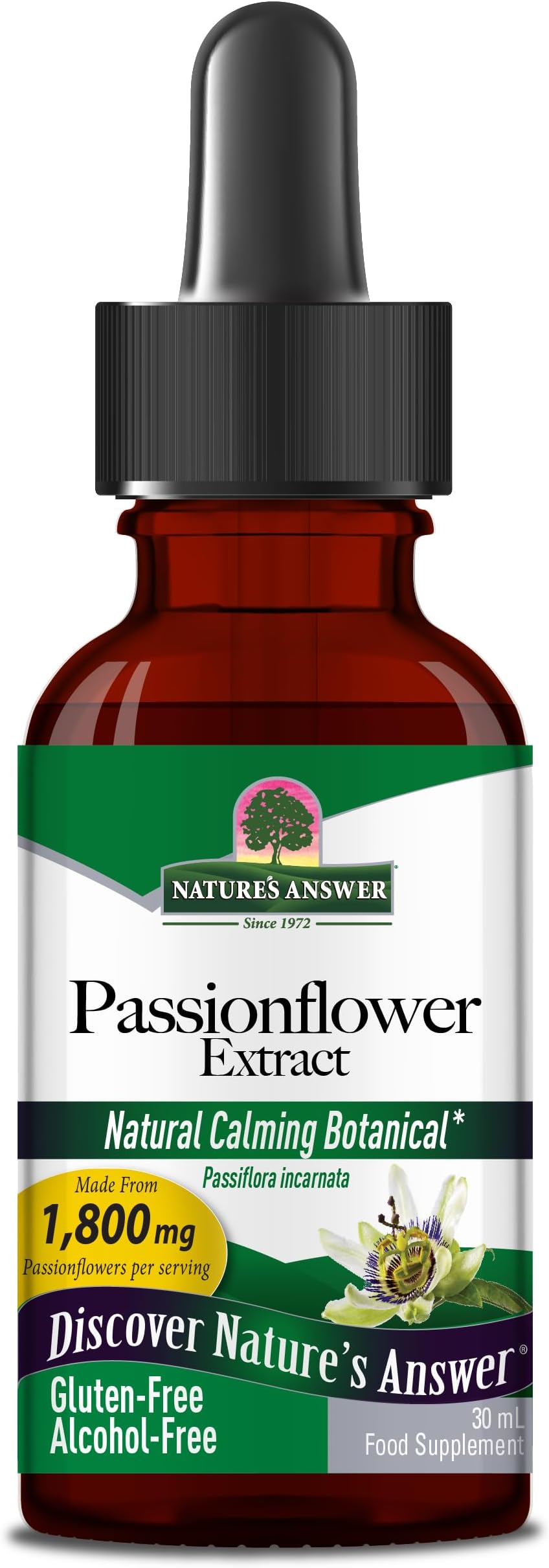 Nature's Answer Passion Flower | Super Concentrated | Liquid Herbal Tincture Supplement Drops | Natural Calming Botanical | Non-GMO | Alcohol-Free, Gluten-Free & Vegan 1oz