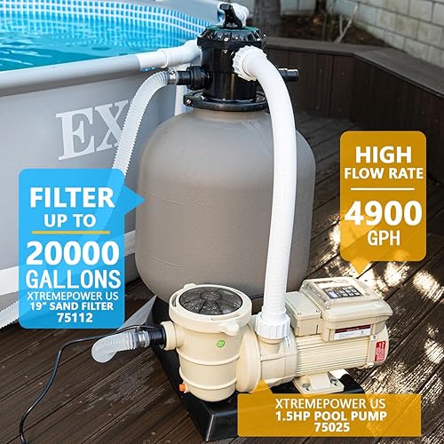 Miniatura 5 de XtremepowerUS Bomba de piscina de velocidad variable de 1.5 HP, adaptador de montaje de 1.5 pulgadas, 3 velocidades, panel LCD temporizador, 115230 V