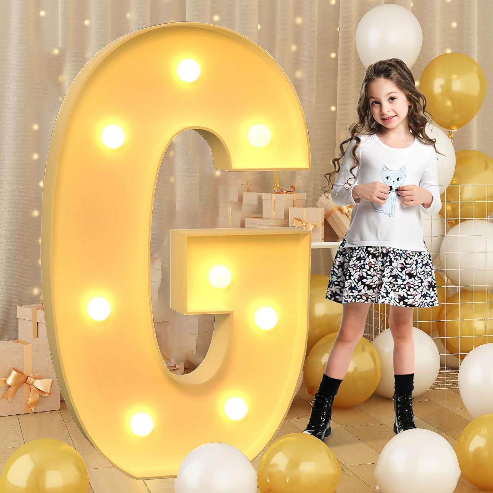 120cm-4ft Giant LED Light Up Letter G, Mosaic Marquee Light Up Sign, LED Letters Lamps for Valentine's Day Birthday Christmas New Year