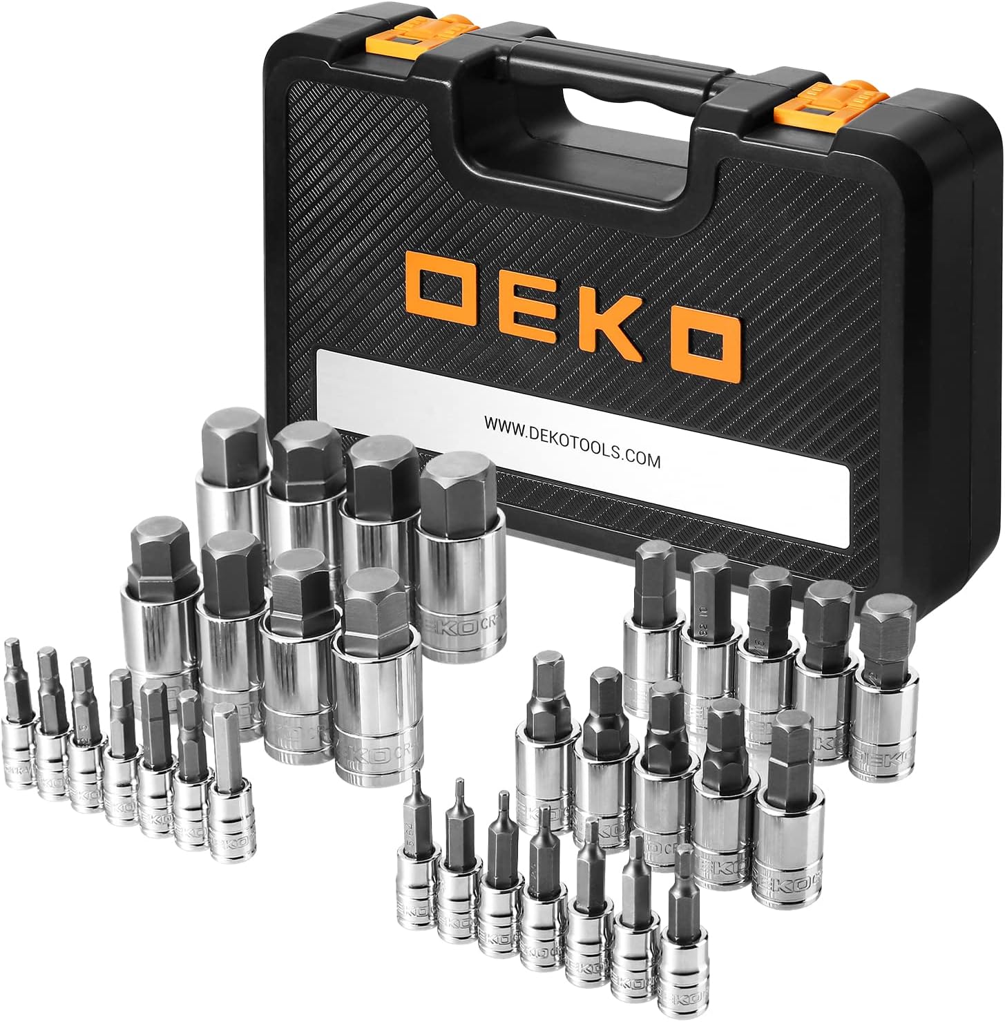 32 Pieces 1/4" & 3/8" & 1/2" Hex Bit Socket Set