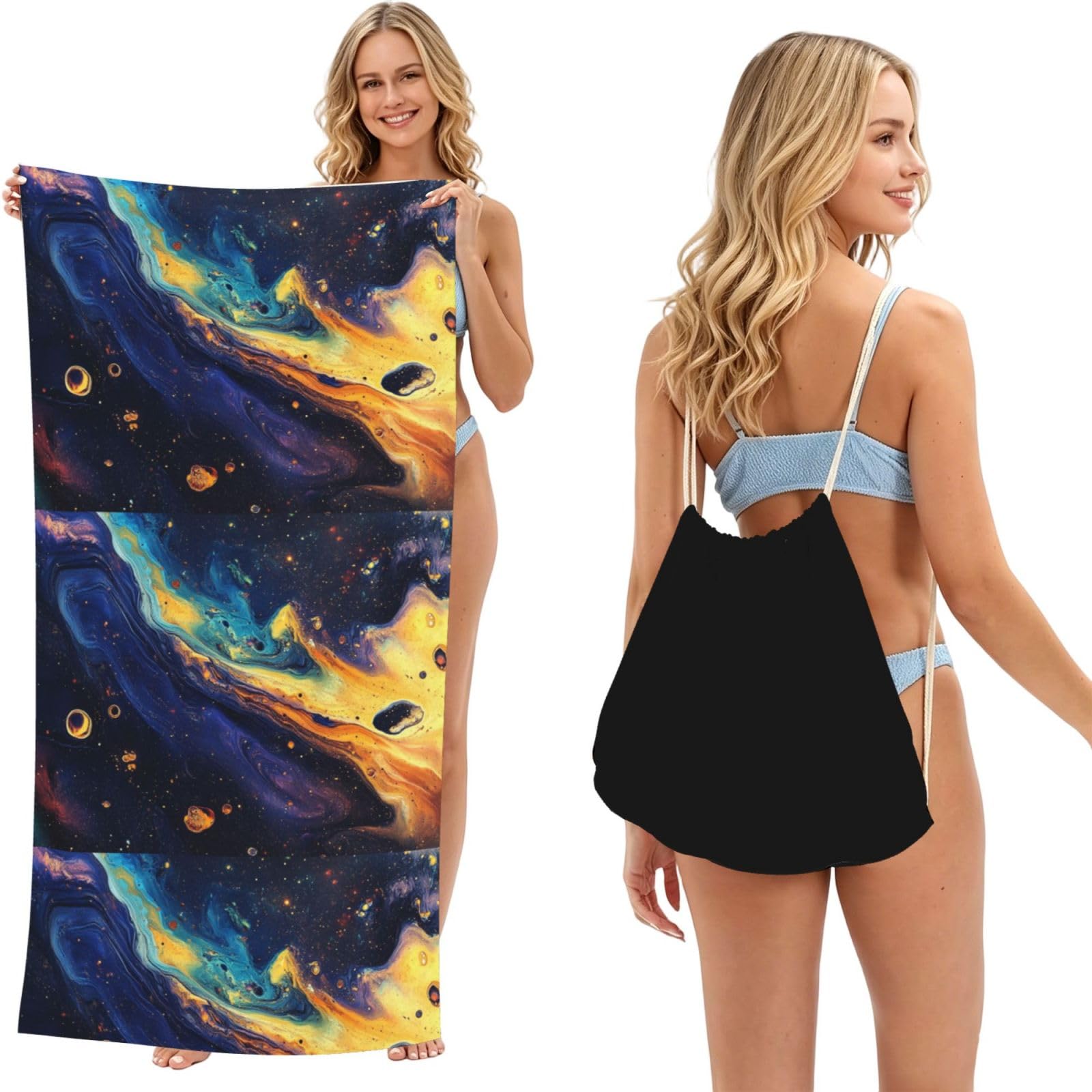 SKGOHLH Mysterious Space 2in1 Packable Beach Towel Bag Women