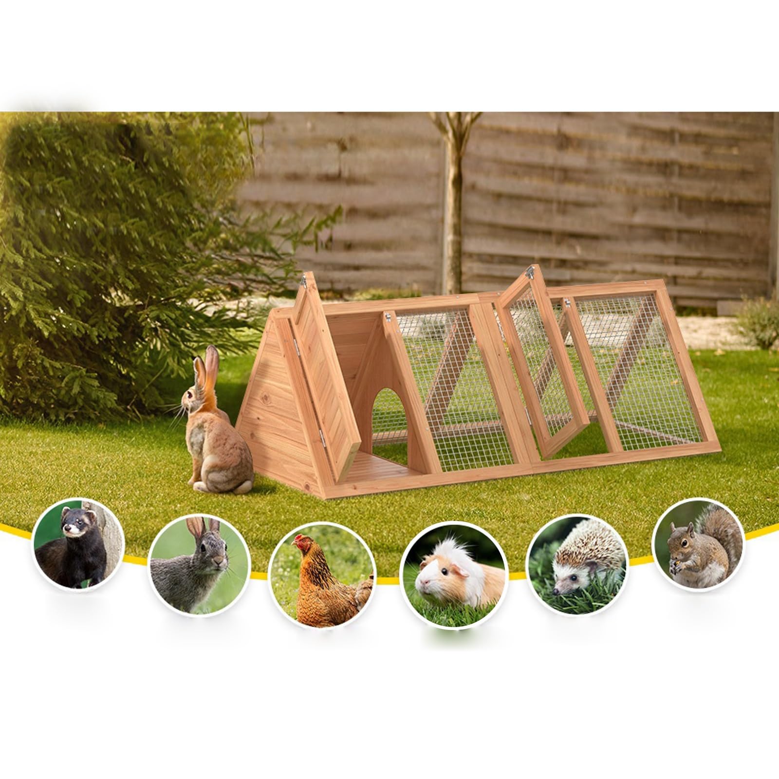 Jaula Pequeña para Conejos, Jaula para Codornices, Jaula de Madera para Conejos, Gallinero de Exterior con Red de Ventilación para Hurones, Chinchillas y Erizos
