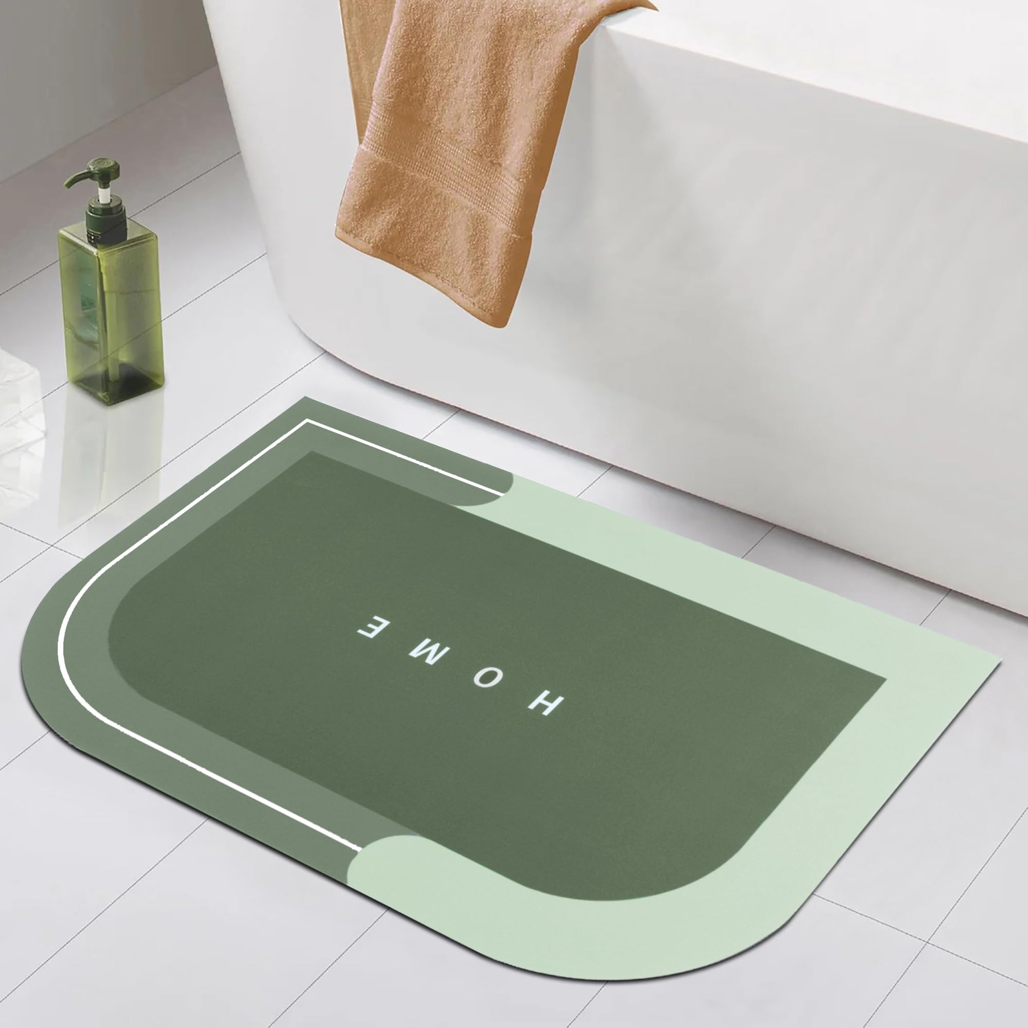 Story@Home Bathroom/Kitchen Mat, Anti Slip, Absorbent, Quick Drying Mat (40 x 60 cm), Green
