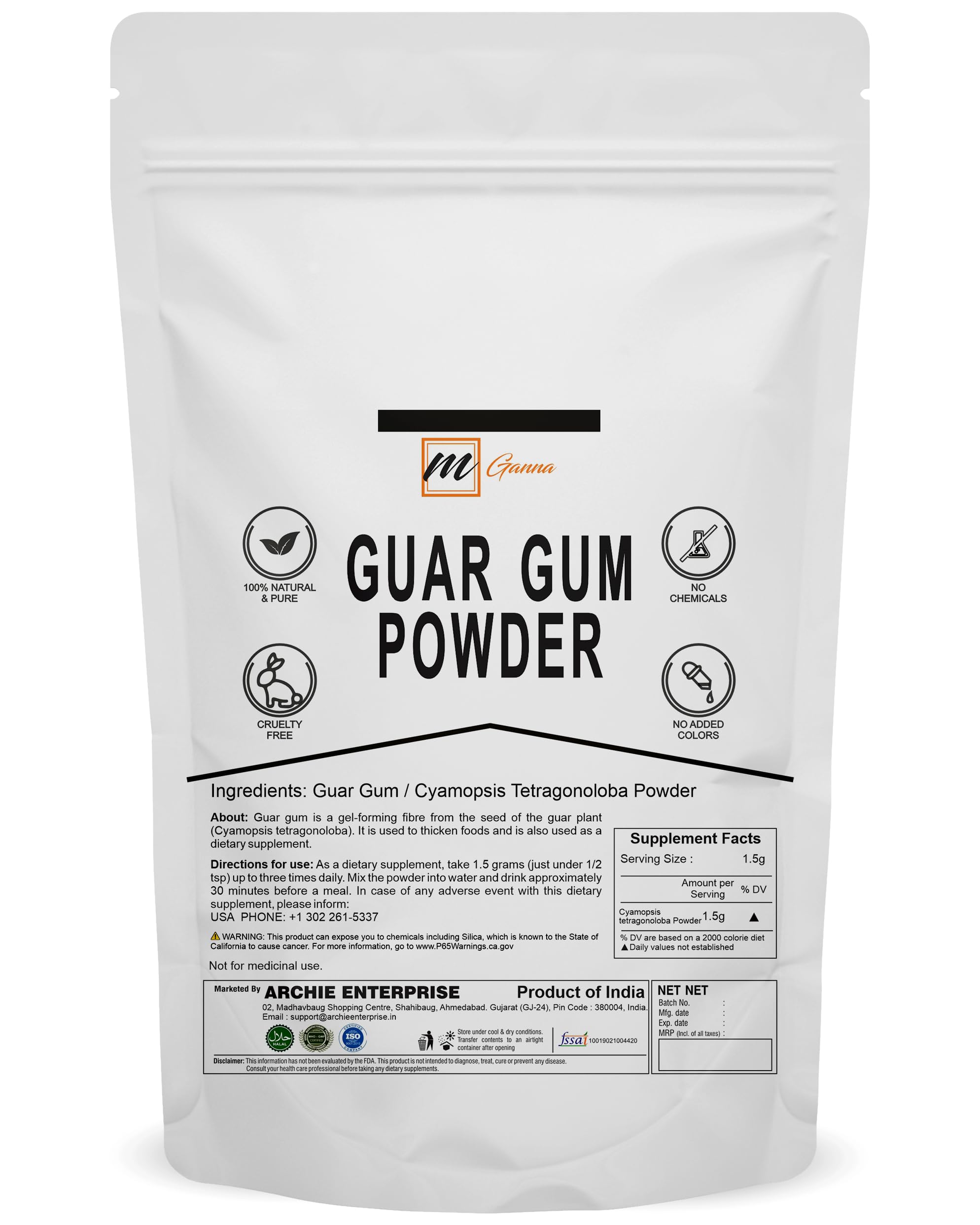 Amazon.com: mGanna 100% Natural Guar Gum Powder/Cyamopsis ...
