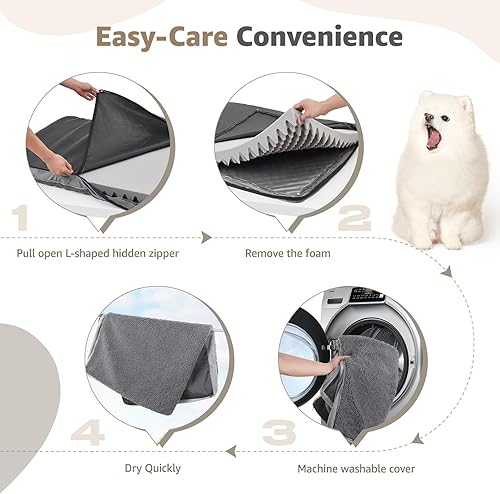 Miniatura 8 de Cama ortopédica para perros grandes, cama impermeable para perros con funda extraíble lavable y parte inferior antideslizante, colchón de espuma