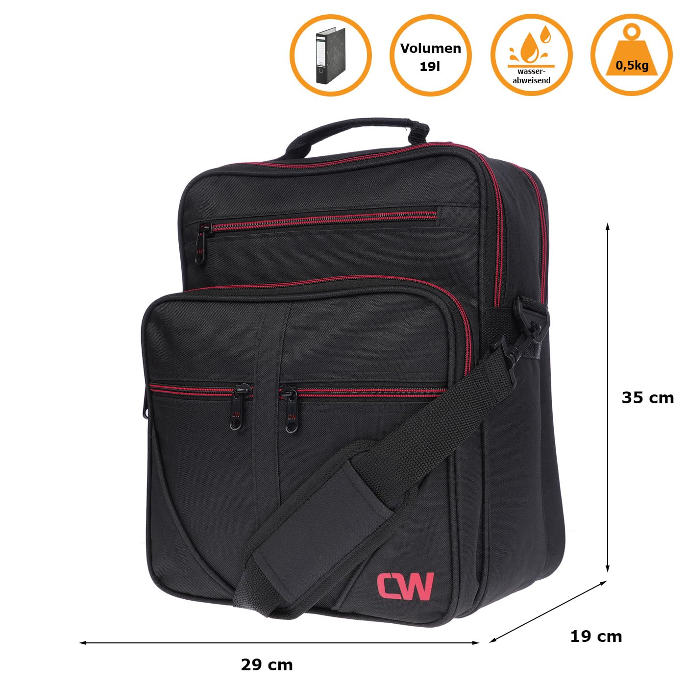 Christian Wippermann Arbeitstasche Herren - Große Umhängetasche für Baustelle & Handwerker - Robuste Schultertasche als Flugumhänger/Büro - Vielseitige Herrentasche für Arbeit & Alltag