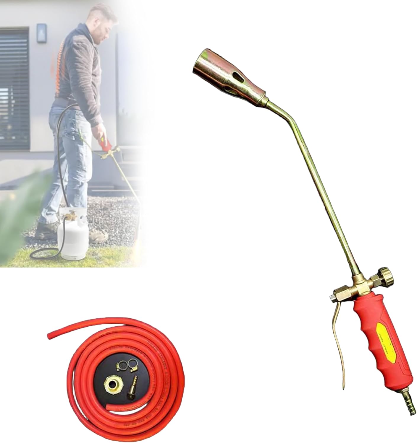 Protectivemethod Torch, New Propane Torch Weed Burner Kit, Multifunctional Torchs Kit for Yard Weed Control and Welding Baking, for Weeding, Roof Asphalt, Ice Snow (1.2m,50)