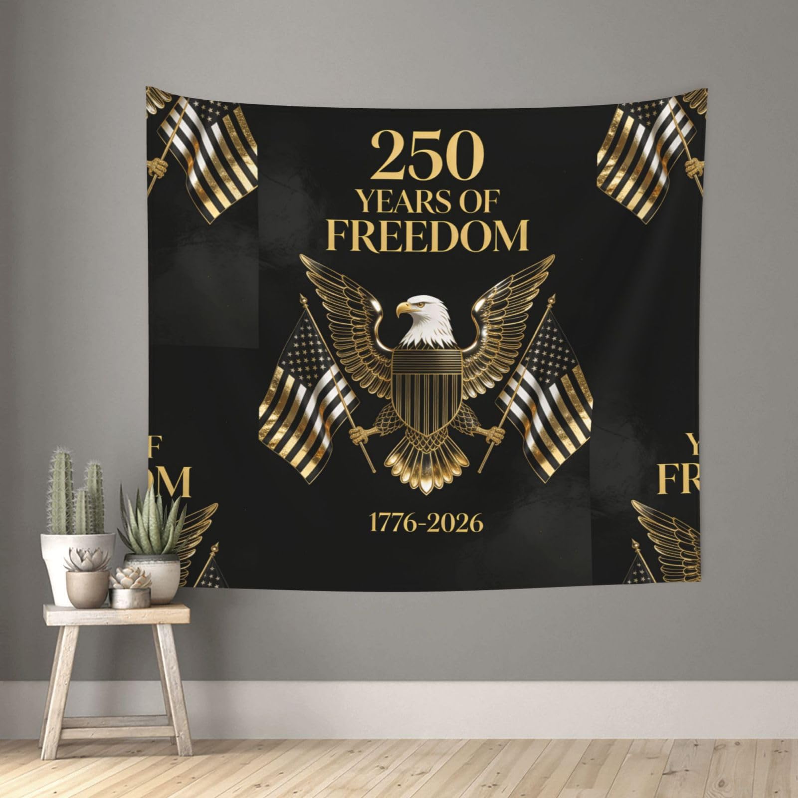 Living Room 60x51 Inch250th Anniversary USA with bald eagle (2) Tapestry Backdrop Wall Hanging Flag Indoor Outdoor Wall Art Tapestries Wall Decor Blanket Beach Throws Funny Banner Poster for Dorm