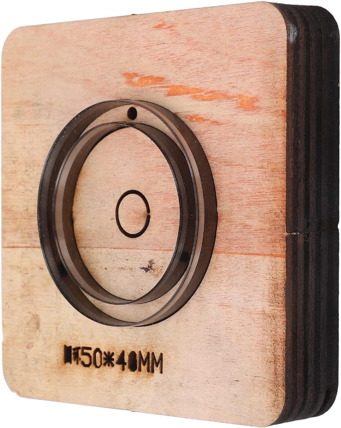 Round Leather Cutting Mould with Wooden Base, 50 x 40mm, for Craft Earring Production, Made of Durably Birch and Alloy Steel, Carrying, Cutting
