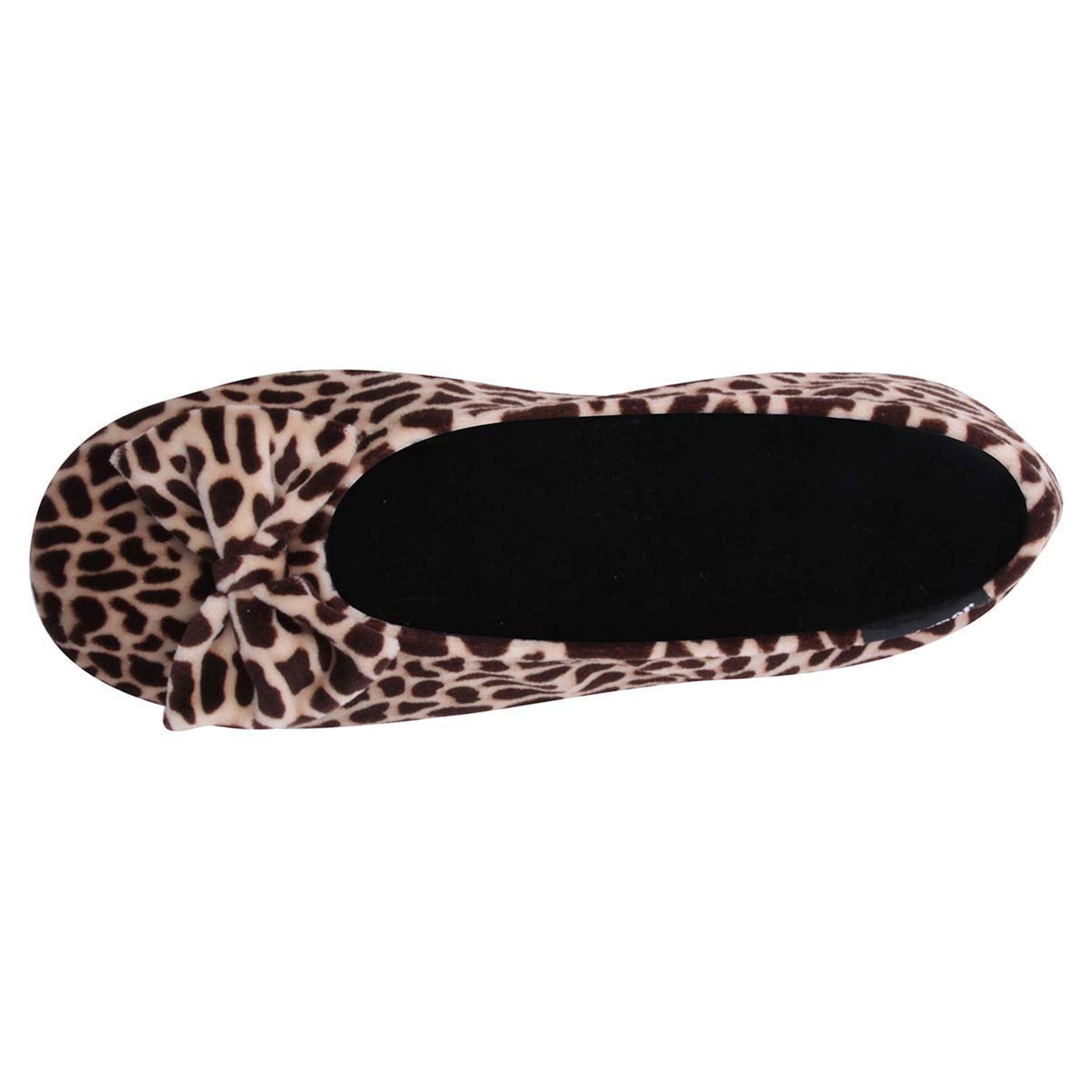 Isotoner Chaussons pantoufles Ballerines femme ultra confortables, semelle en cuir, détail grand nœud,