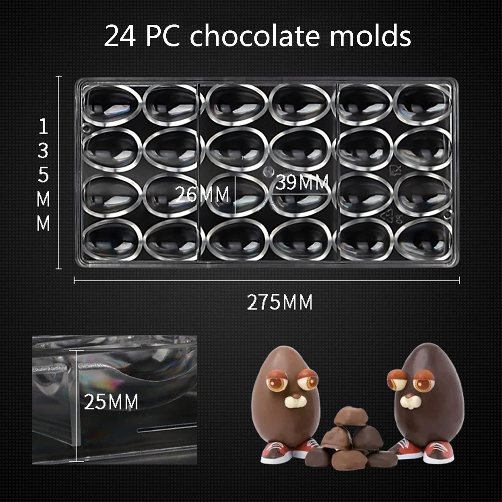 Utensilios para hornear para el hogar, grado alimenticio, 4/24 agujeros, molde de resina de Pascua, herramientas para hacer chocolate, molde de silicona antiadherente para cocina