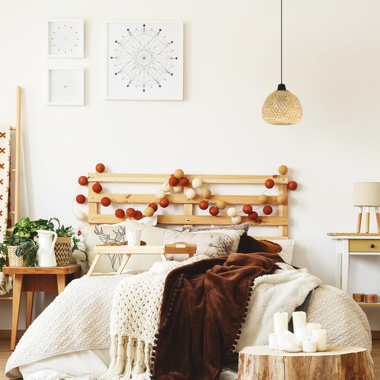 POPETPOP Rattan Lamp Shade - Natural Bamboo Chandelier Woven Chandelier Wicker Pendant Light Cover Wicker Lampshades for Ceiling Lights Pendant Lamp Floor Lamp