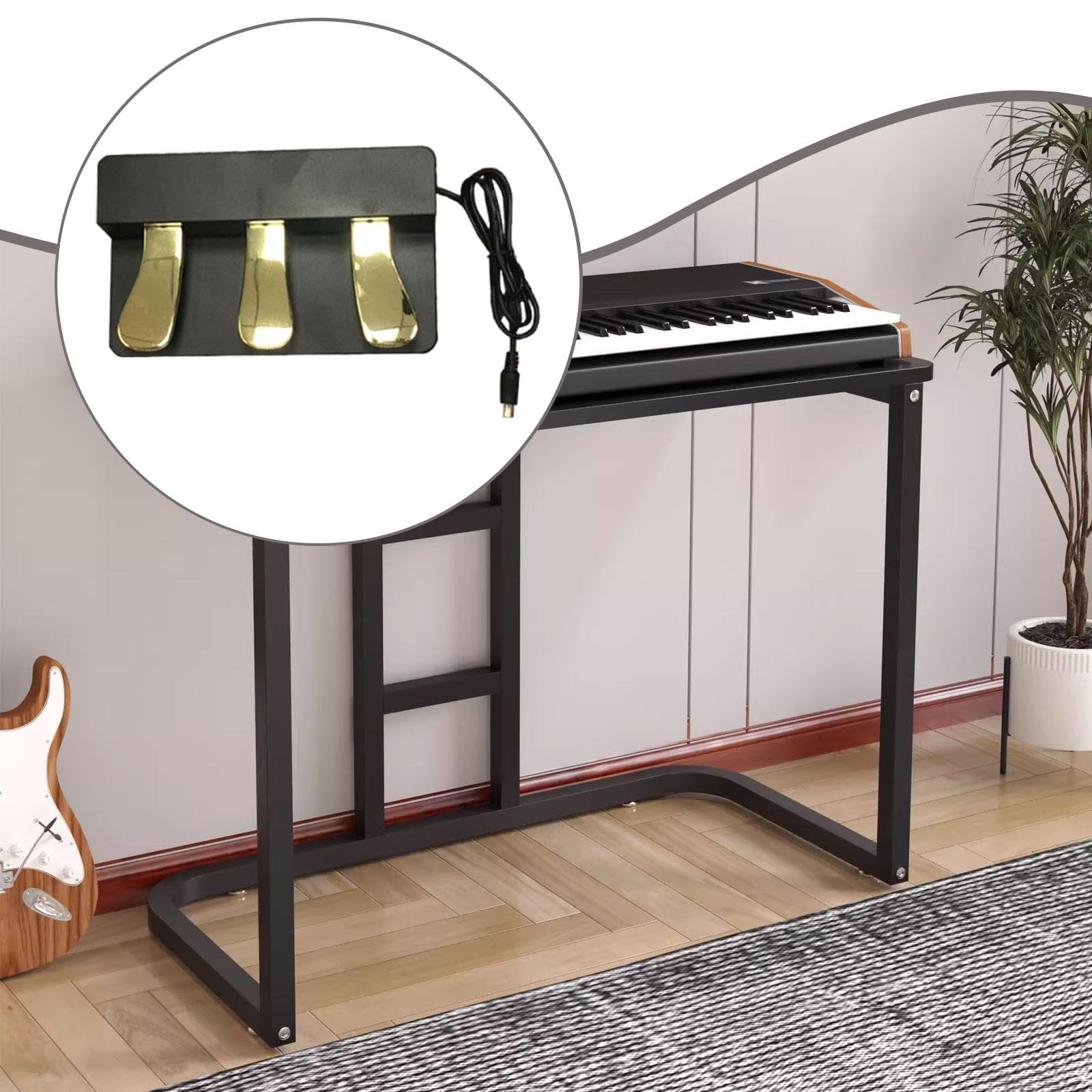 Qianly Pedal de Sostenido Compacto para Piano Pedal Sintetizador Pedal Instrumento Musical Antideslizante Resistente Adecuado para Práctica en Casa, con Tapa