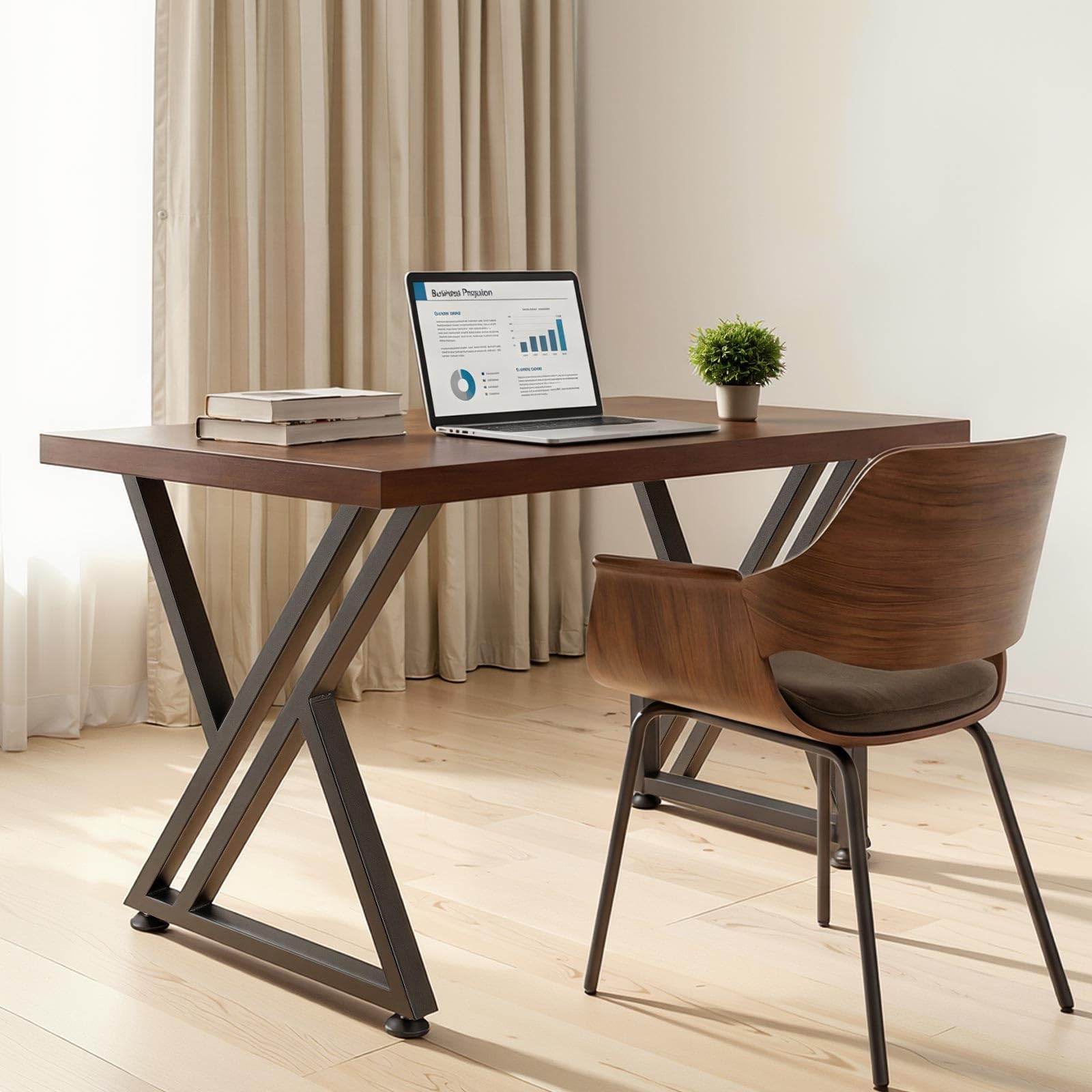 VEVOR Gambe per Tavolo in Acciaio, Gambe per Scrivania Smontabili, Struttura a X Stabile, Installazione Semplice, Carico Massimo di 1000 kg, per Tavoli da Caffè e da Bar, 74 x 61 cm, 2 Pezzi, Nero