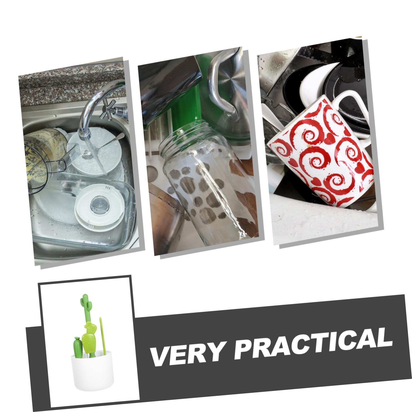 Healeved 3sets Spazzole Multi-funzione Per Pulizia Tappi Spazzola Per Bottiglie Tappi e Ciotole Design Semplice e Resistente Accessorio Pratico Per La Casa e La Cucina