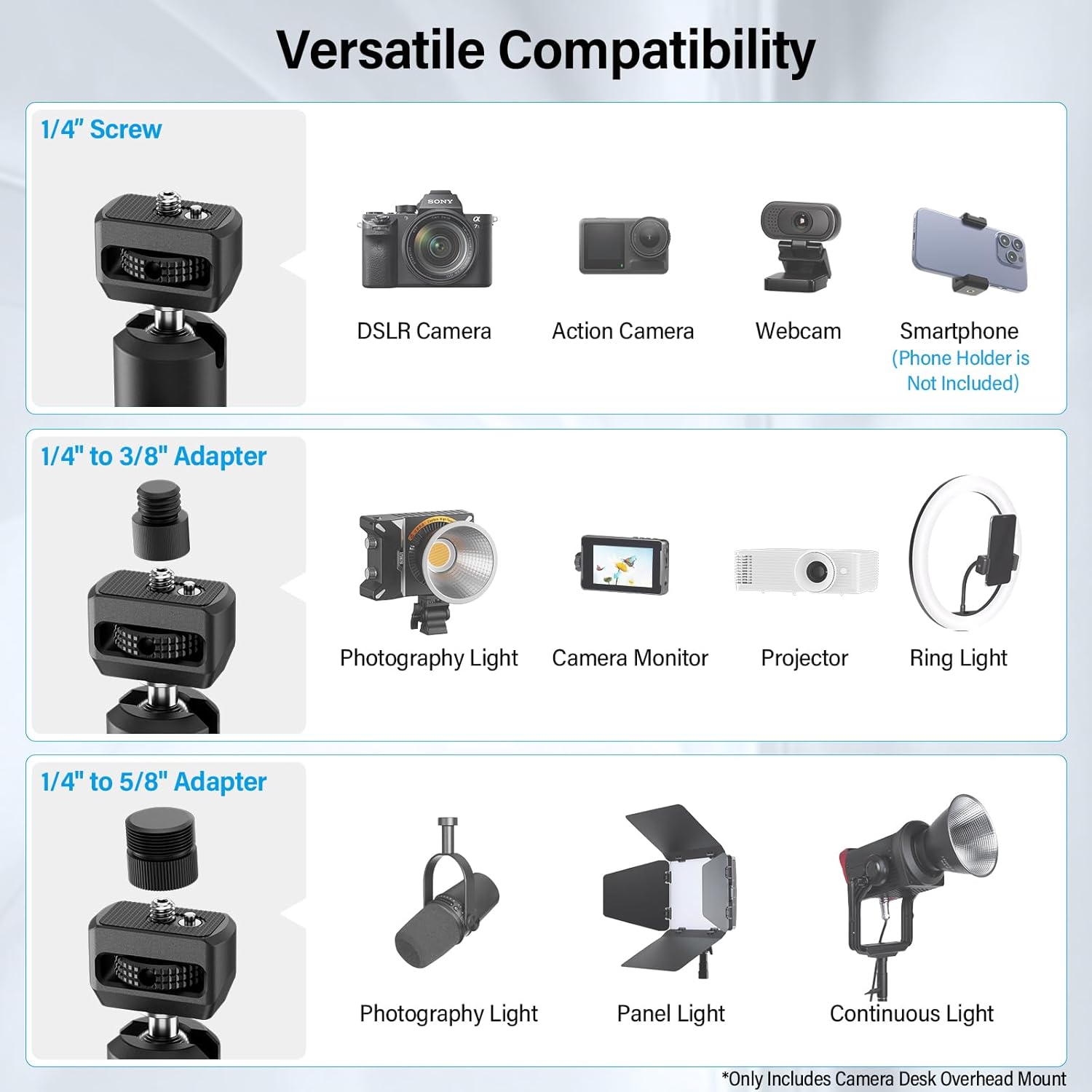 SIRUI 40" Overhead Desktop Mount w C-clamp, Heavy Duty Articulating Arm Camera Desk Mount, Flexible Magic Arm w Dual Ball Head, Boom Arm for Action Camera Ring Light Microphone Webcam Phone, AM-DK01