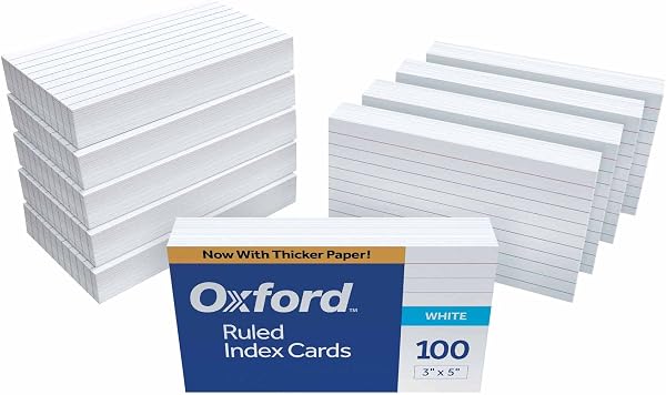 Oxford Ruled Index Cards, 3" X 5", White, 1,000 Cards (10 Packs of 100) (31)