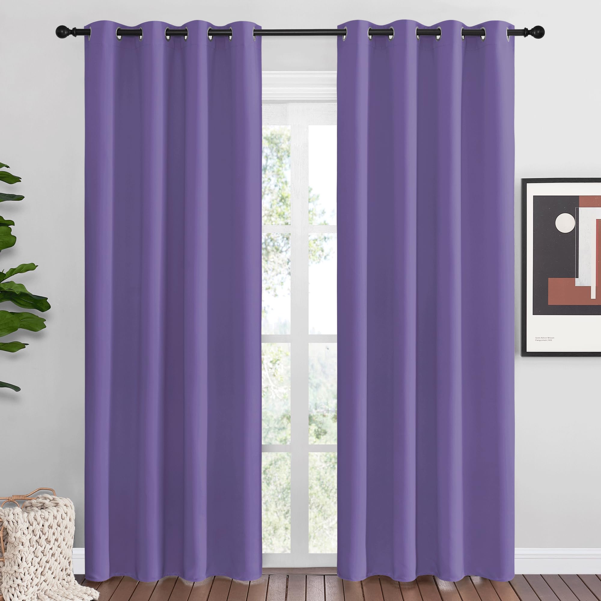 NICETOWN Lilac Purple Blackout Curtains 86" Long, 55" Wide, 2 Pieces for Office, Dining, Guest Room - Sound Reducing, Heat and Cold Block Panels for Modern Decorative