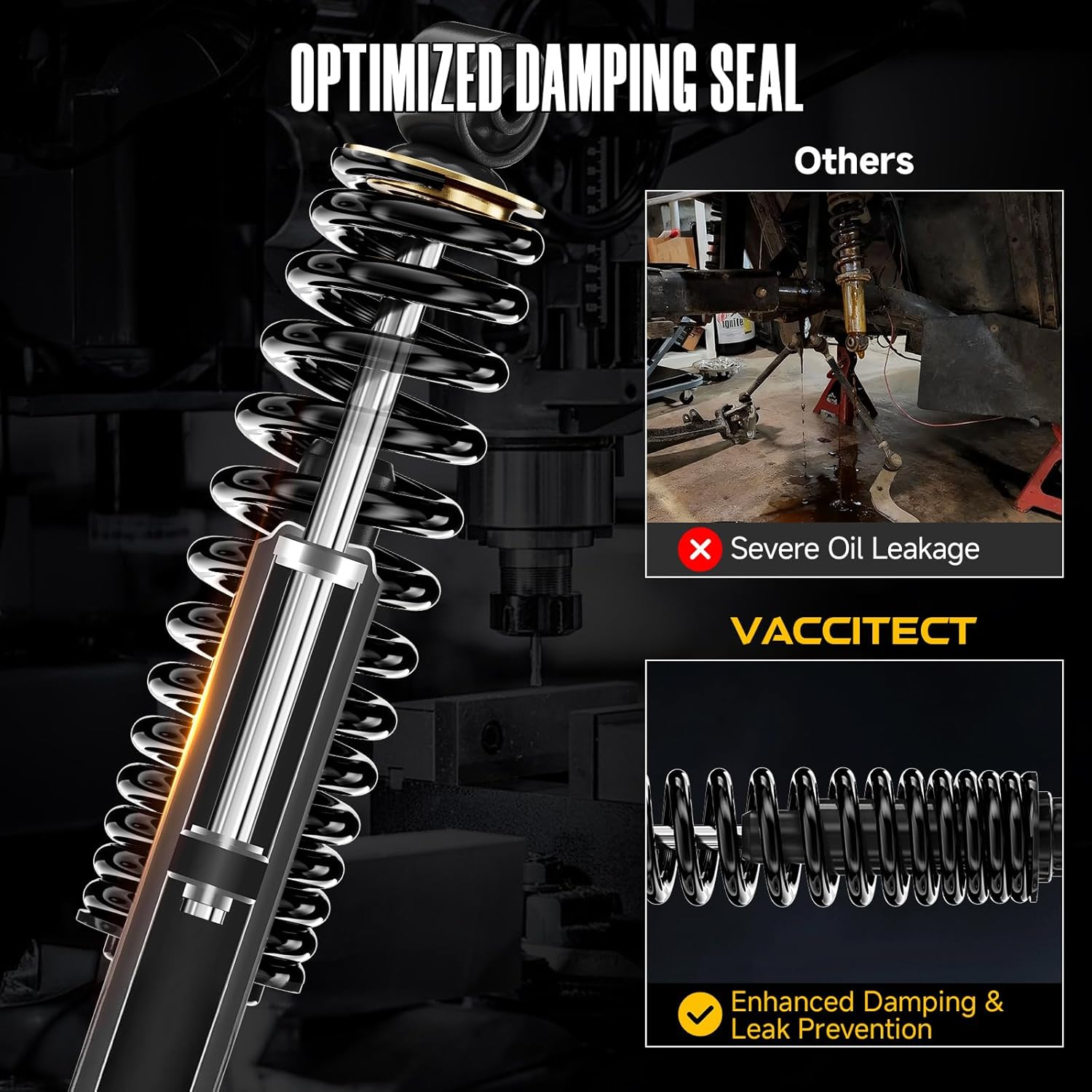 Golf Cart Heavy Duty Rear Shock with Spring for Yamaha G29 Drive, G22, G20, G19, G16 and G14 Gas and Electric Models, Replace OEM JN4-F2210-00,JN3-F2210-00, JW2-F2210-10, Extended Length 14"