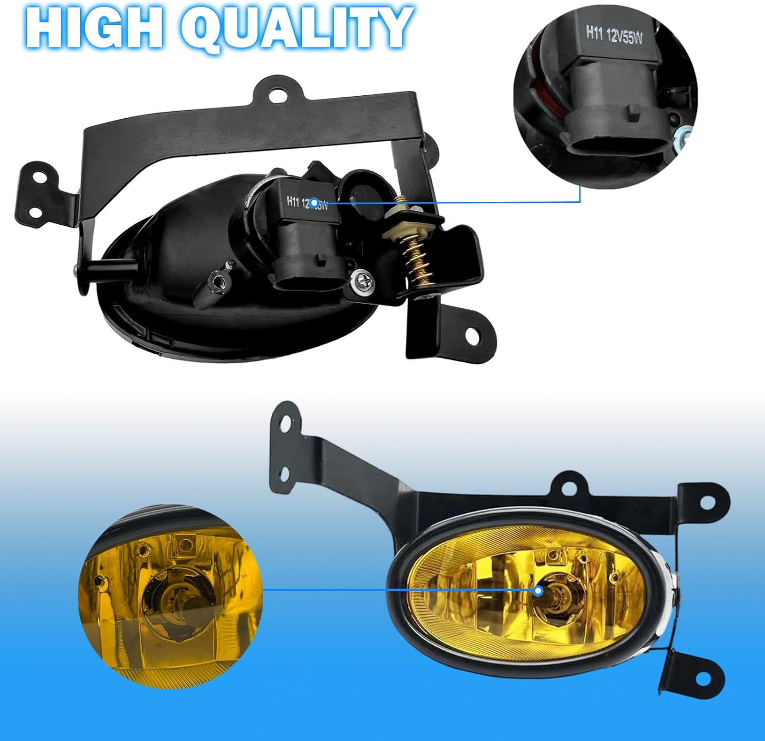 Fog Lights Compatible with 2DR Honda Civic Coupe 2006-2008 Pair Bumper Driving Fog Lamps with H11 12V 55W Halogen Bulb (Amber Lens)