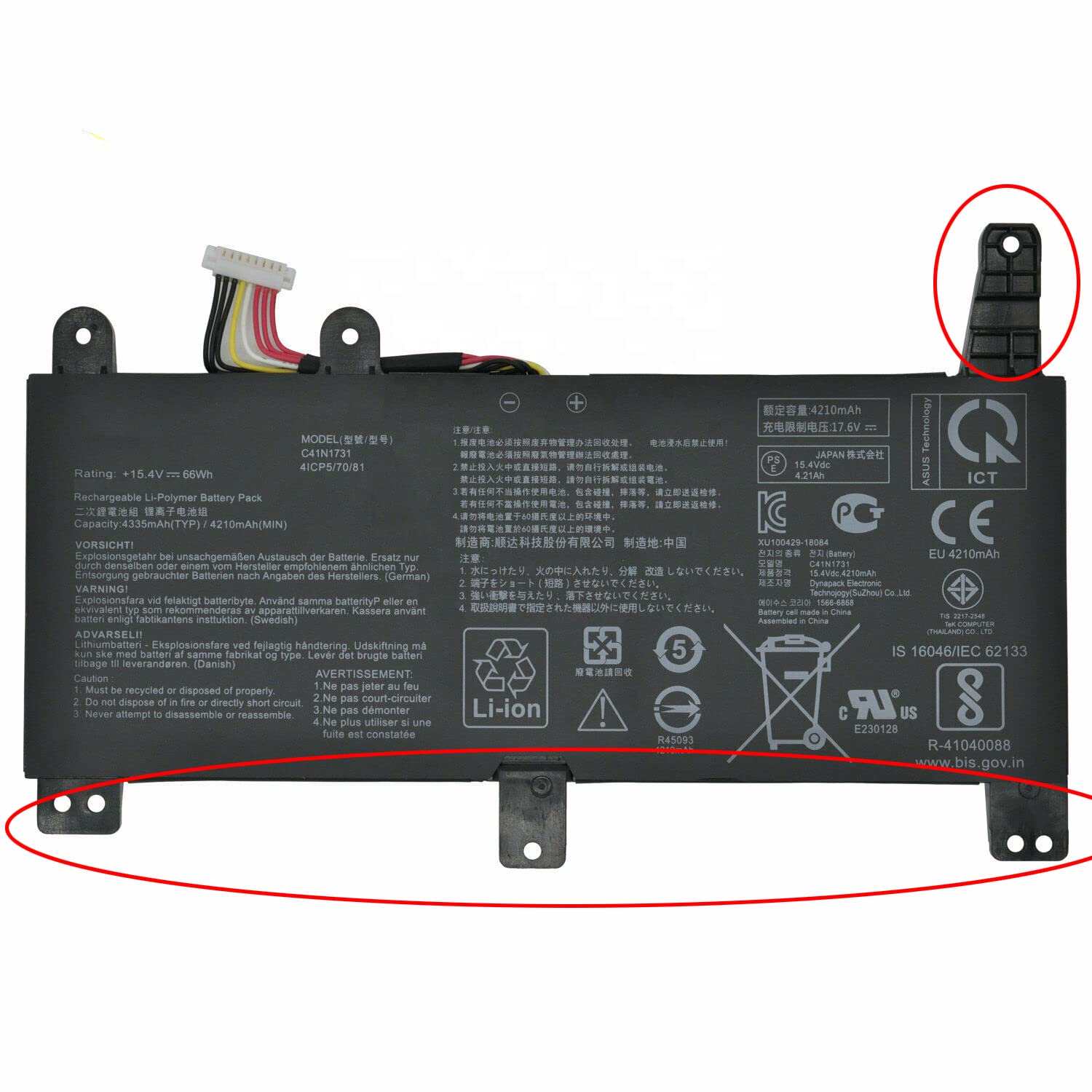 Genuine al 66wh C41n1731 C41n1731-2 Laptop Battery For Asus Rog Strix