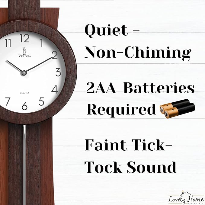 Reloj de Pared Péndulo Moderno Silencioso Madera 59.7x21.6 cm miniatura 5