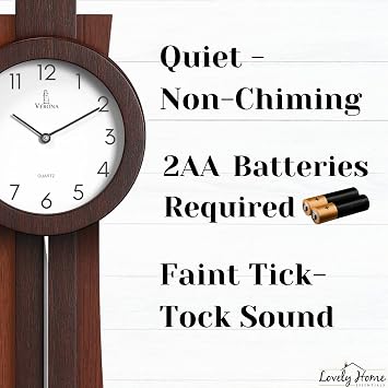Pendulum Wall Clock Battery Operated - Modern Pendulum Clock 23.5x8.5 inch - Silent Wooden Decorative Wall Clock with Pendulum for Living Room -Contemporary Wall Clock for Office and Home Decor