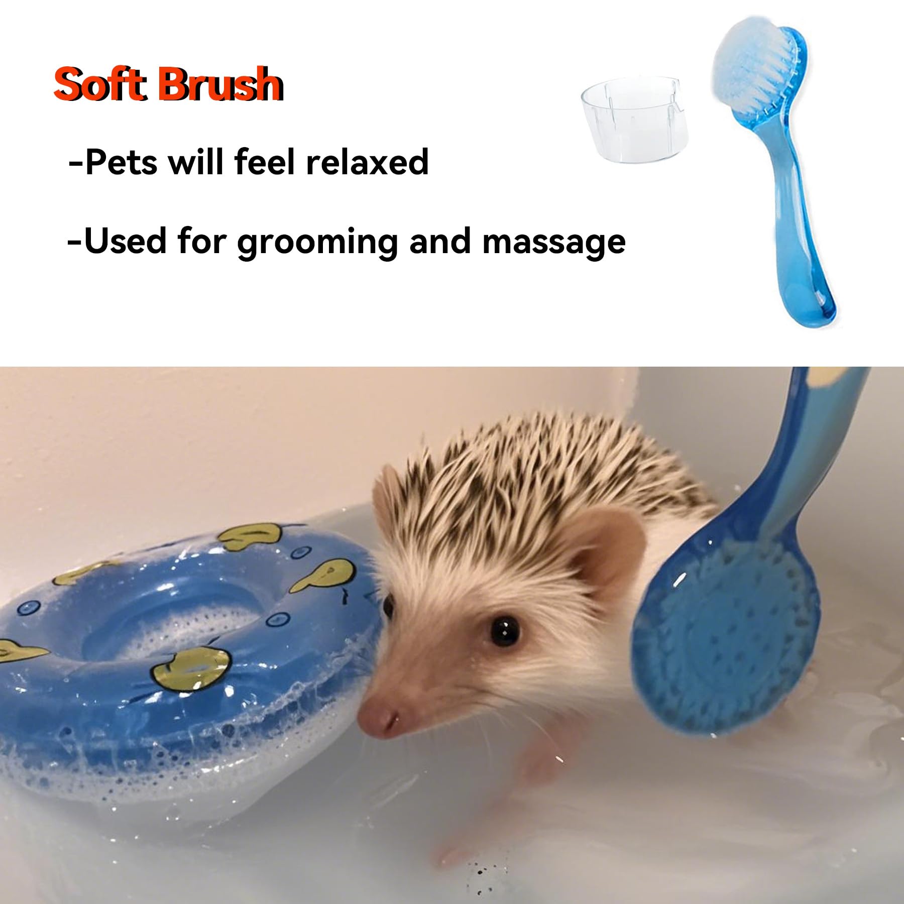 JSLZF Bañera plegable de erizo, 2 piezas de cepillo de baño, cortaúñas para mascotas, toalla de baño, piscina de plástico para animales pequeños, bañera de arena para erizo, conejillo de indias