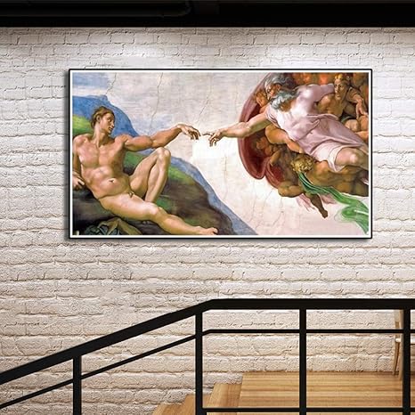 Amazon ミケランジェロの絵画インテリア アダムの創造 ポスター家の壁の芸術の装飾屋内のリビングルームの壁の写真プリントキャンバスの装飾のアート装饰ワーク40x70cmフレームレス ウォールステッカー オンライン通販