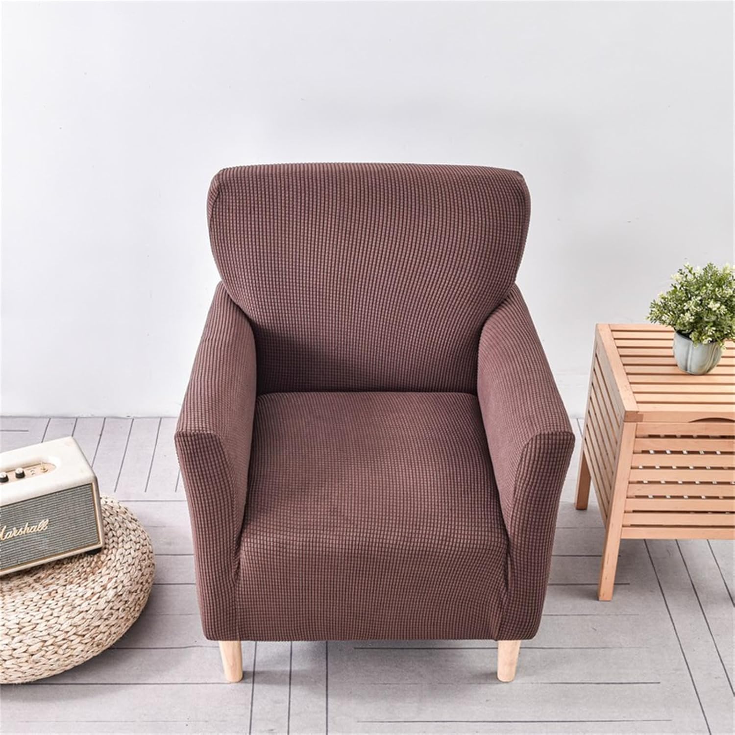 Stretch Armchair Slipcover Removable Washable Chair Covers for Armchairs, Couch Cover Furniture Protector for Living Room Home Decoration (Brown)