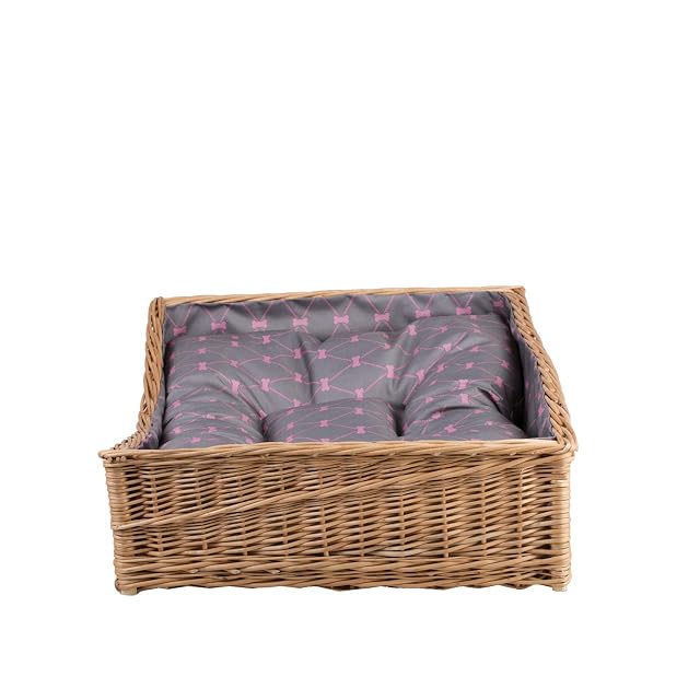 Foto 4 de 6 de e-wicker24 Alles aus Weide Cama de Mimbre para Perro con cojín, Cesta Hecha a Mano de Mimbre Natural