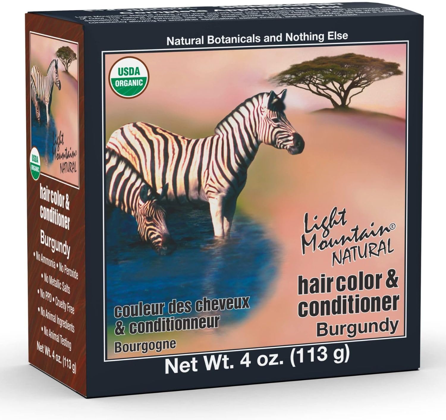 Light Mountain Henna Hair Color & Conditioner - Burgundy Hair Dye for Men/Women, Organic Henna Leaf Powder and Botanicals, Chemical-Free, Semi-Permanent Hair Color, 4 Oz.