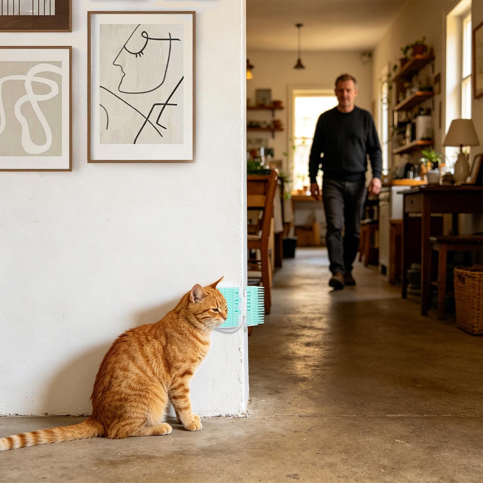 Katzenbürsten Selbstpflegemassage mit weichem Kratzer | Weiche Katzenbürste für tägliches Bürsten von Langhaar, Badezeit, Heimtier-Spa, Innenbereich, Wohnzimmer, Schlafzimmer,