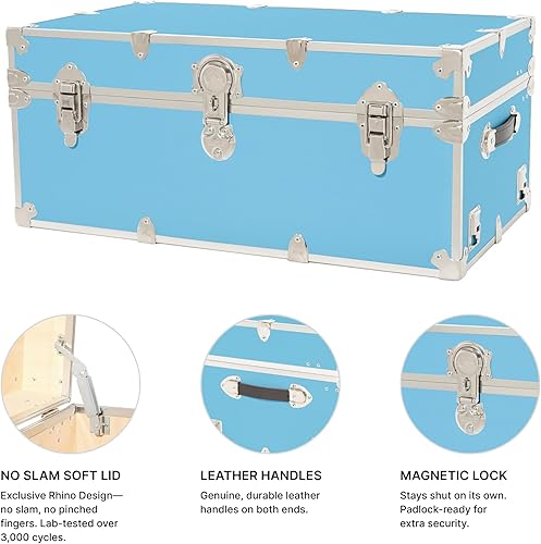 Miniatura 4 de Rhino Trunk & Case Baúl grande de vinilo en relieve de cuero, reposapiés de campamento de verano, baúl de almacenamiento para dormitorio