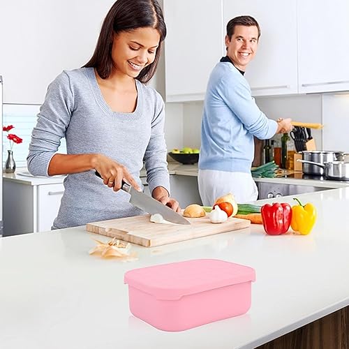 Miniatura 4 de TOPINCN Caja Bento de silicona reutilizable de 3 compartimentos, contenedor de almuerzo a prueba de fugas, caja Bento de acero inoxidable 304 con