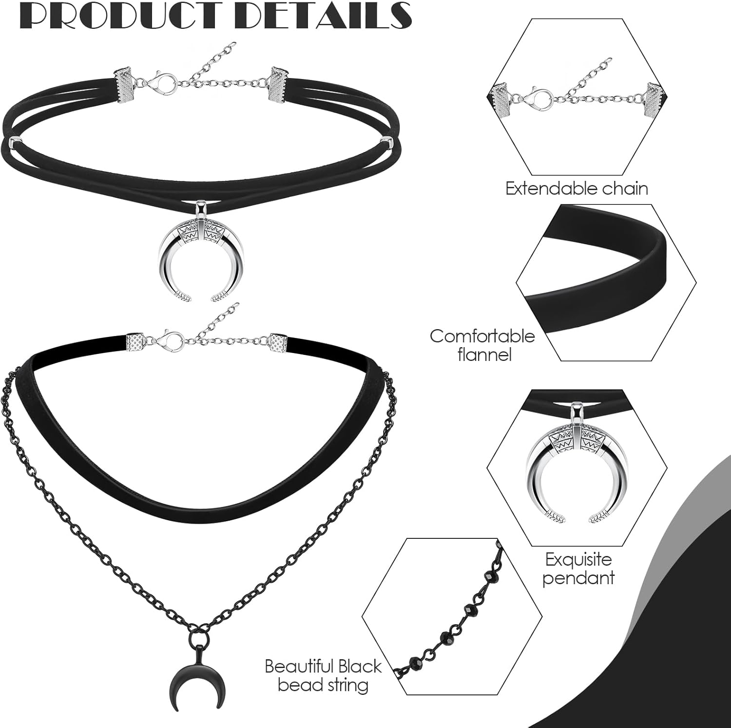 9 Pcs Gothic Choker Necklace for Women Black Star Moon Vintage Y2k Rock Necklace for Mother's Day Jewelry Gift - Image 2