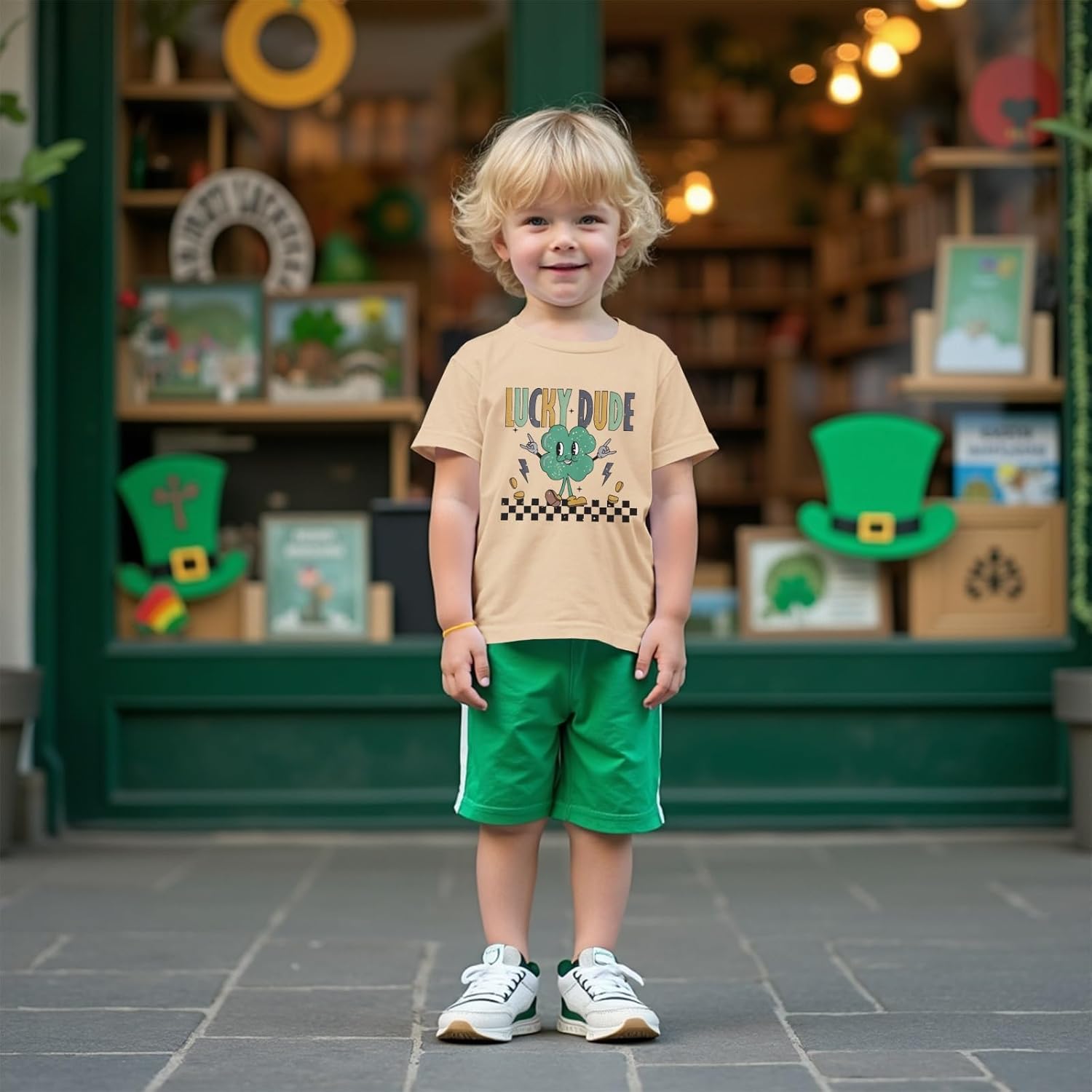 MODNTOGA St. Patrick's Day Crewneck T-Shirt Toddler Boy Shamrock Graphic Lucky Dude Print Shirt Green Clover Pullover Tops - Image 3
