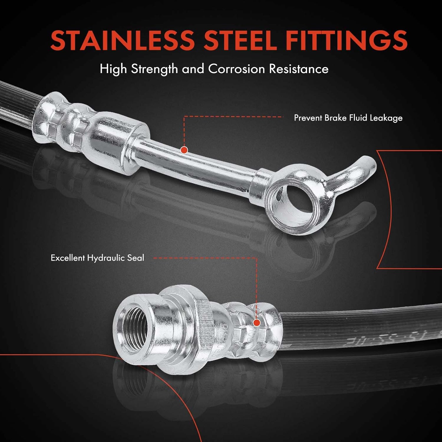 A-Premium Front Brake Hydraulic Hoses Compatible with Select Hyundai Models - Sonata 2011 2012 2013 2014 2015 - Replace# 587313Q500, 587323Q500(Pack of 2)