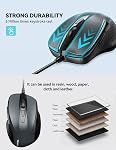 TECKNET USB Wired Mouse, 6-Button Corded Computer Mouse with 4 Adjustable DPI, Optical Computer Mice with Ergonomic Design and 5FT Cord for Laptop, Chromebook, PC, Desktop, Mac, Notebook-Gray
