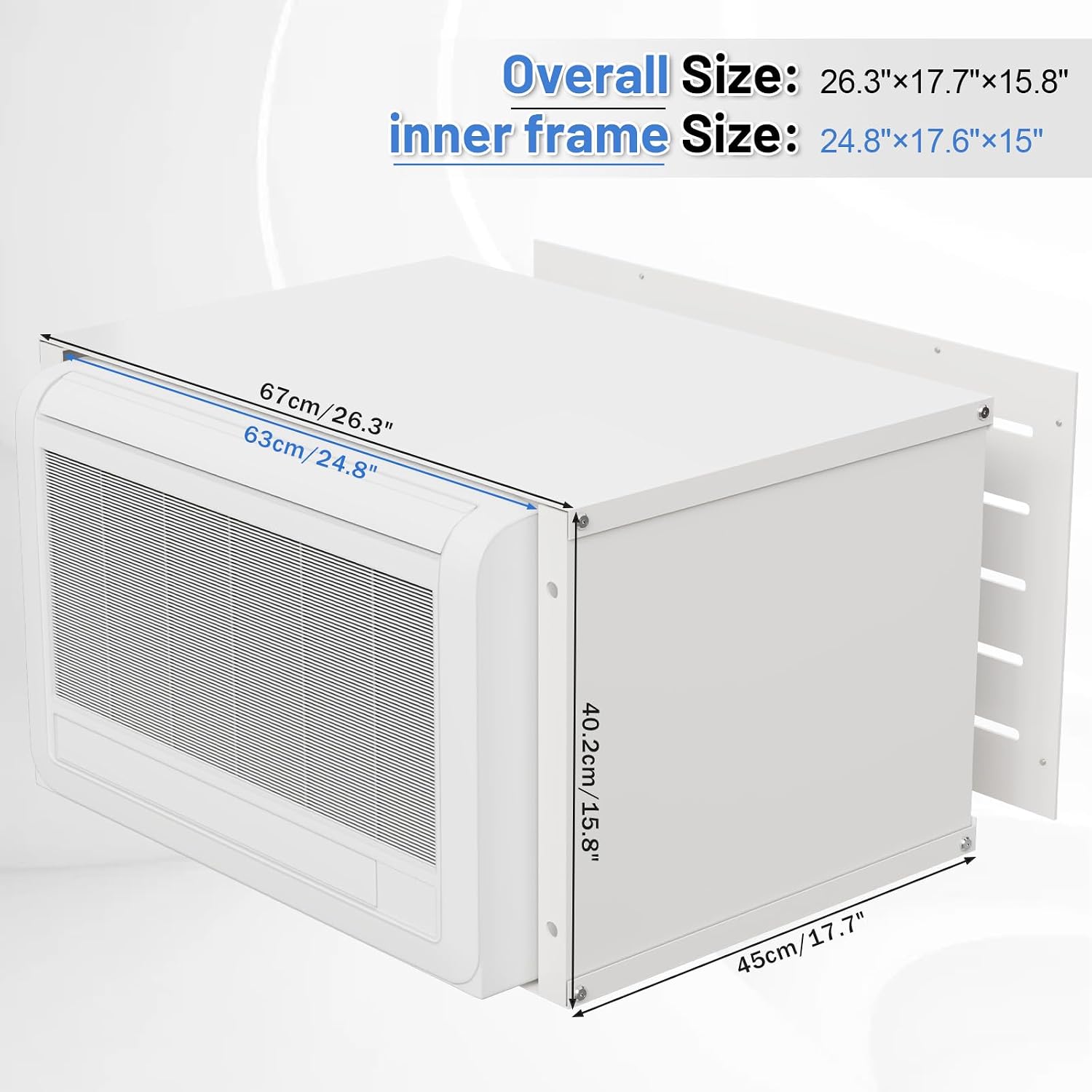 26 X 16 Wall Sleeve with Exterior Ventilation Grille-Universal Fit for PTAC & Heat Pump Units – Weatherproof Steel Housing with Ventilation & Drain Holes for Packaged Terminal Air Conditioners