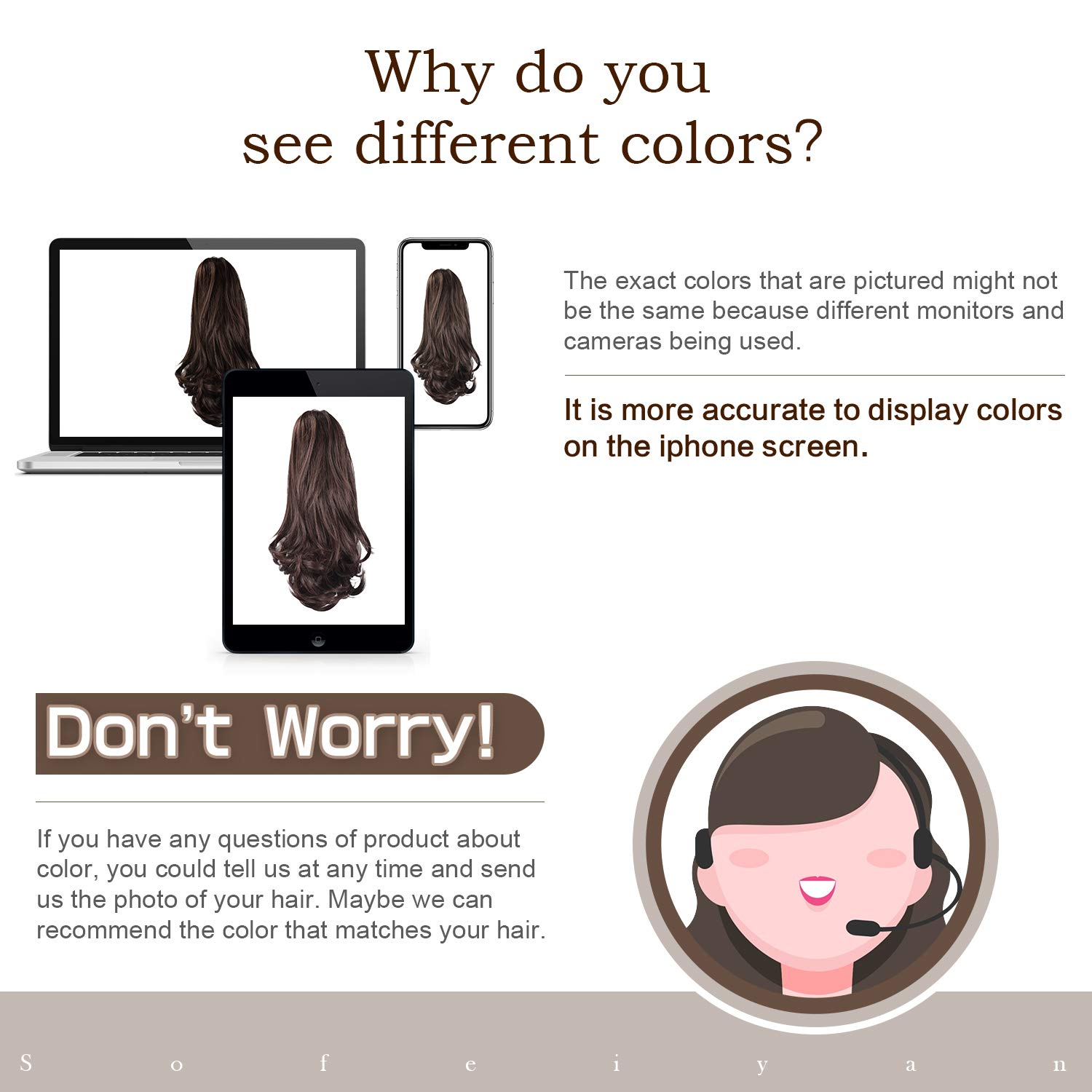 Sofeiyan 13 Ponytail Extension Long Curly Ponytail Clip in Claw Hair Extension Natural Looking Synthetic Hairpiece for Women, Light Auburn