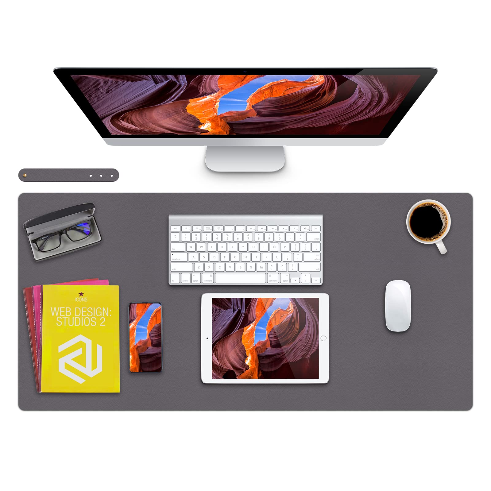 Photo 1 of HOTTYAO Leather Desk Pad,Mouse Pad for Desktop,Non-Slip PU Leather Desk Blotter Desk Mat,Waterproof Desk Writing Pad for Office and Home(Space Grey L 35.4" x 17") 35.4" x 17" Space Grey
