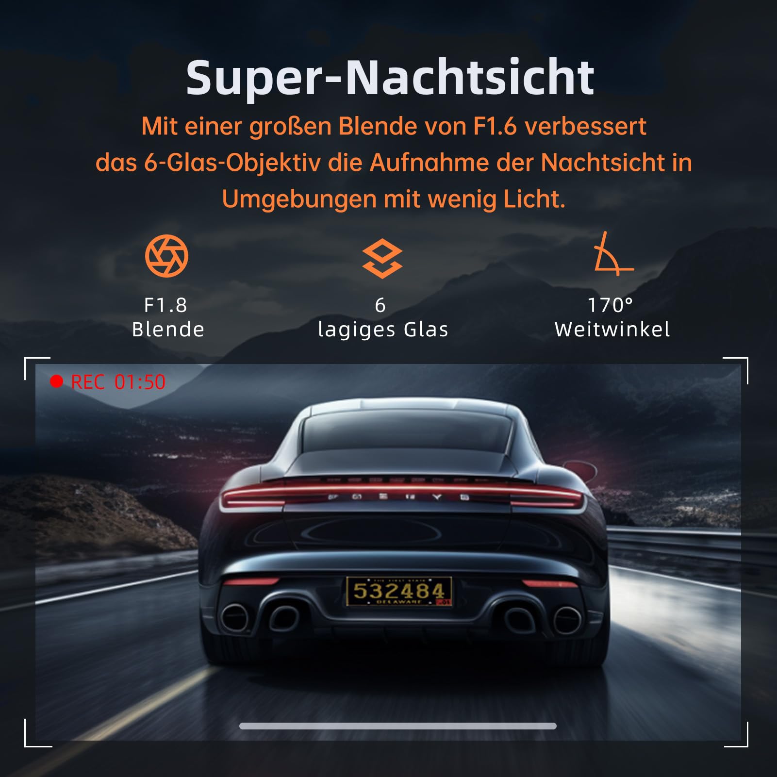 Dashcam Auto Vorne Hinten 4K+1080P, Dash Cam Auto mit GPS WiFi, Parküberwachung, Dual Autokamera mit 32GB Karte, 170° Weitwinkel, Super Nachtsicht, G-Sensor, Loop-Aufnahme, APP Steuerung, Max 256GB