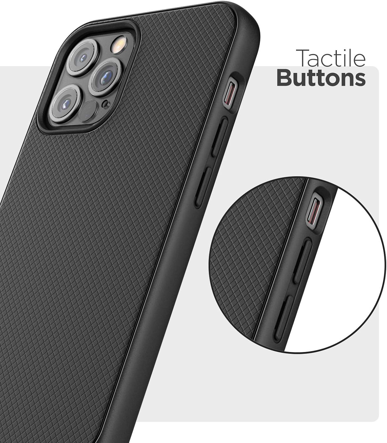 Encased Compatible with iPhone 12/ 12 Pro Belt Clip Case (Thin Armor) Slim Grip Cover with Holster - Black
